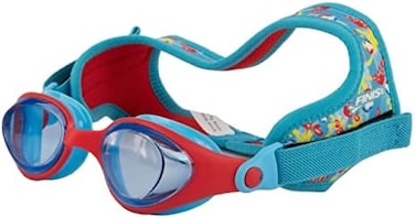 نظارات السباحة FINIS DragonFly - نظارات سباحة للأطفال من سن 4 إلى 12 عامًا مع حماية من الأشعة فوق البنفسجية، وحزام من النيوبرين العائم، وعدسات متينة - خالية من مادة PVC واللاتكس - لون سرطان البحر.