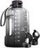 AQUAFIT 1 Gallon Water Bottle with Time Marker - StrawChug Lid - BPA Free Big Water Bottle with Straw - Gym Water Bottle with Handle - Gallon Water Jug (128 Ounces, Midnight Gray.