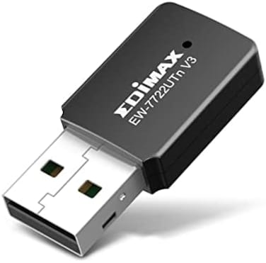 Edimax Wi-Fi 4 802. 11n Mini USB Adapter -Newest Version- Wireless N300 Dongle, 300Mbps throughput, Auto-Power Adjustment for Energy Saving, Win 11 Plug-n-Play, Mac OS, Linux, EW-7722UTn V3.