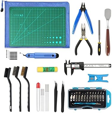 YEETIN 45 Pieces 3D Printer Tools Kit, 3D Printing Accessory Includes Deburring Tool, Digital Caliper, Art Knife Set, Tube Cutter, Storage Bag Suitable for 3D Print Removing, Cleaning, Finishing.
