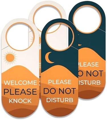 ASSURED SIGNS Please Do Not Disturb Door Hanger Sign/Welcome Please Knock - 2 Pack - Universal Fit - 9 x 11. 9 cm - Perfect hanging signs for Bedroom, Hotel, or Home Office to Ensure Privacy and Peopl