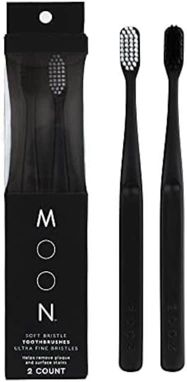 MOON Soft Bristle Toothbrushes, White and Black Sleek Design, Gentle Cleaning, Ideal for Daily Oral Care, Soft Bristles for Comfortable Use, (2 Pack.