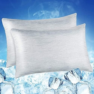 LUXEAR Pillowcases King Size, 2 Pack Arc-Chill Cooling Pillowcases with Double-Side Design [CoolingCotton Fiber], Anti-Static, Skin-Friendly, Machine Washable Hidden Zipper Pillow Cases -Grey.