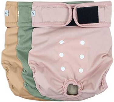 Grecle Washable Female Dog Diapers - Premium Reusable Diapers for Doggie in Heat - Highly Absorbent Dog Diapers Female for Pet Incontinence with Adjustable Snaps (Morandi, L.