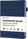 JUBTIC Password Keeper Book with Alphabetical Tabs. Medium Size Password Book for Seniors, Internet Website Address Log in Detail. Hardcover Password Notebook for Home Office, Navy Blue.