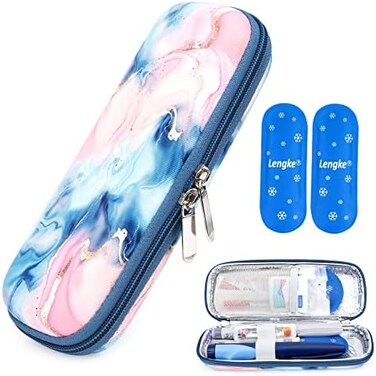 YOUSHARES Insulin Cooler Travel Case with 2 TSA Approved Ice Pack - Diabetic Carrying Cooling Bag for Insulin Pen and Diabetic Supplies Handy Medication Insulated (Quicksand Powder.