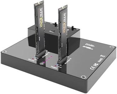 MAIWO K3015P Portable Dual Bay M. 2 NVME Docking Station, Tool-Free Type-C10Gbps NVME SSD External Enclosure, with Offline Clone duplicator and System Copy Function.