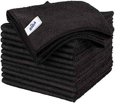 MR.SIGA MR. SIGA Microfibre Cleaning Cloth, All-Purpose Towels, No Streaks, Pack of 12, Black, Size 32 x 32 cm (12. 6 x 12. 6 Inches.