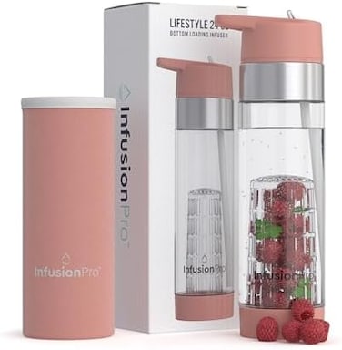 زجاجة ماء Infusion Pro مع غطاء ماصة سعة 24 أونصة: زجاجة ماء قابلة للطي مع ماصة: غلاف معزول، كتاب إلكتروني عن ماء الفاكهة: مصفاة ماء من الأسفل لمزيد من النكهة - غروب شمس كاواي.