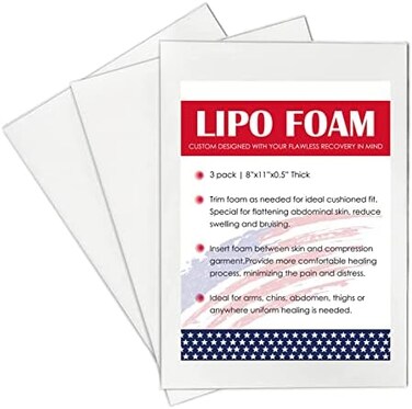 KUSMOO 3 Pack Lipo Foam Pads - Post Surgery Ab Board Liposuction Surgery Flattening Abdominal Compression Lipo Foam Sheets 8" x 11".