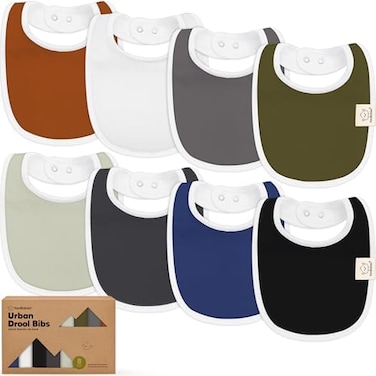 KeaBabies 8-Pack Organic Baby Bibs for GirlsBoys - Teething Baby Bib, Baby Boy Bibs, Baby Girl Bibs, Newborn Bibs, Baby Drool Bibs for Infant, Toddler, Bibs for Baby Boy, Bibs for Baby Girl (Basics.