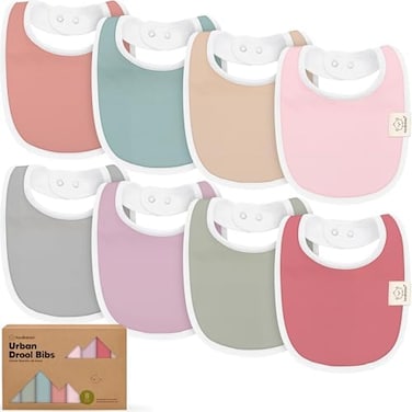 KeaBabies 8-Pack Organic Baby Bibs for GirlsBoys - Teething Baby Bibs for Boy, Girl - Newborn Bibs for Baby Girl, Boy (Muted Pastel.