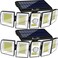 مصابيح AmeriTop الشمسية الخارجية 300 LED 6500K مع مستشعر حركة لاسلكي؛ 5 رؤوس قابلة للتعديل، إضاءة بزاوية واسعة 360 درجة، مقاومة للماء بمعيار IP65، مصباح أمان كاشف للفناء والحديقة، عبوة من قطعتين.