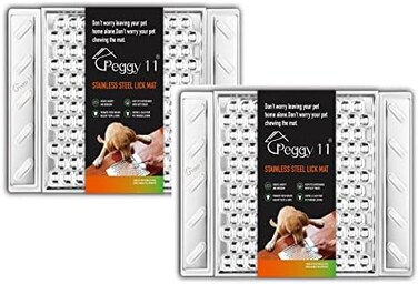 وسادة لعق متينة من الفولاذ المقاوم للصدأ من PEGGY11 للقطط والكلاب، أكواب شفط قوية، تخفيف القلق، تغذية بطيئة، آمنة للغسل في غسالة الصحون - عبوة من قطعتين.