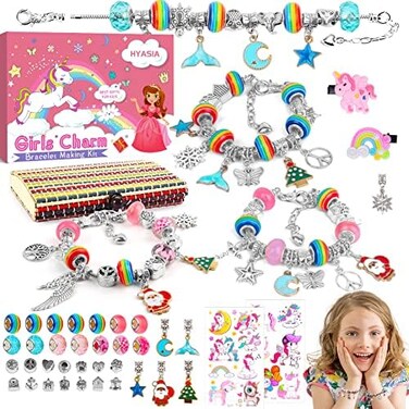 HYASIA Girls Charm Bracelet Making Kit, Unicorn Toy Gifts for Ages 6 7 8 9 10Girls DIY Jewelry Making Kit for 8-12, Perfect Craft Kits Educational Toys - Finger Fine Motor Training and Inspires Creati