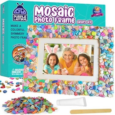 PURPLE LADYBUG Decorate Your Own Kids Picture Frame Craft Kit - Gift for 6 Year Old Girl, Gift for 7 Year Old Girl - Fun DIY Craft Kits for Girls Ages 6-8 Years Old, ArtsCrafts for KidsTweens.