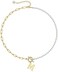 Yoosteel Dainty Initial Pearl Necklace for Women, 14K Gold Plated Paperclip Link Chain Necklace Toggle Clasp Necklace Initial Necklaces Gold Jewelry for Women Letter M, Metal, not known.