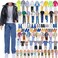 E-TING 10-Item Fantastic Pack = 5 Sets Fashion Casual Wear Clothes Outfit with 5 Pair Shoes for boy Doll Random Style (Leather JacketCasual Wear ClothesSwimwear.