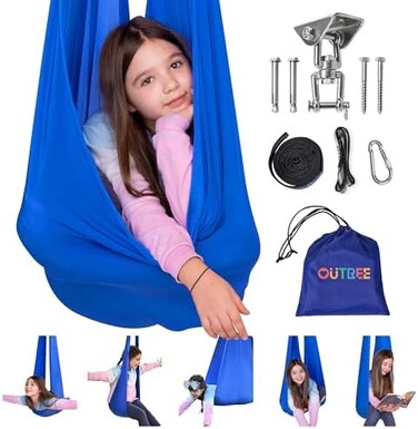 OUTREE Sensory Swing for Kids with 360 Swivel Hanger, Indoor Therapy Swing Great for Autism, ADHD, Sensory Processing Disorder, and Autistic Children.