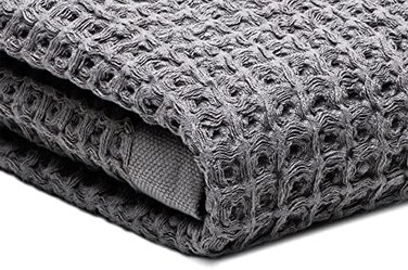 SUTERA Silverthread Waffle Bath Towel - California-Spun Superior Supima Cotton, Quick Drying, Ultra Soft, Lightweight and Absorbent - Grey, Waffle Weave Design - Luxury Bath Towel (Bath.