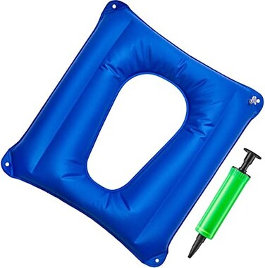 Nuanchu Inflatable Square Cushion Breathable Comfort Inflatable Air Seat Cushion and Inflator for Sitting Toilet Office School Chair Wheelchair Chair, Postpartum Relieve Pressure, Blue (1 Piece.