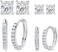 MDFUN Hoops Huggie Stud Earrings Set 14K White Gold Plated Cubic Zirconia Earring for Women Pack of 2/5 Pairs.