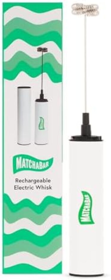 MATCHABAR Electric Milk Frother Hand Blender - Stainless Steel Electric Matcha Whisk, Handheld Drink Mixer for Coffee, GreensProtein - Easy to Clean USB Rechargeable, Dual Speed Immersion Blender.