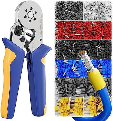 haisstronica Ferrule Crimping Tool Kit Wire Ferrules Crimper with 1200PCS Ferrule AWG 23-10 Wire End Ferrule Terminals.