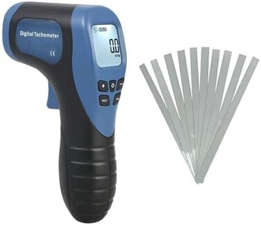 Thsinde Handheld Digital Laser Tachometer Non-Contact RPM Meter Motor Speed Gauge Gun Measuring Range: 2. 5-99999RPM with 10 Reflective Tapes.