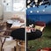 Obstal Fitted Round Table Cloth, Reversible Waterproof Stain Resistant Elastic Stretch Tablecloth, Wipe Clean Table Cover for Outdoor/Indoor Use, Fits Round Tables up to 40" - 44" Diameter, Black.