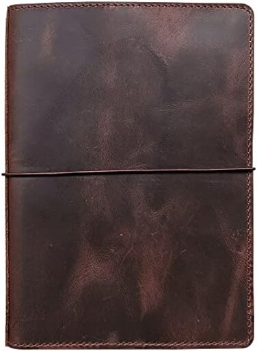 newestor Travelers Notebook Cover with Inner Pockets, Card Slots and Pen Holder, A5 Size, Dark Brown.