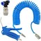 Zeromall Air Blow Gun Kit Air Duster Cleaning Nozzle Blow Spray Tool Kit with 5 Meter Long Coil PU Air Hose,4&times;6mm(Blue.