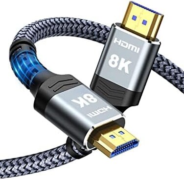 Highwings Long 8K HDMI Fiber Optic 2. 1 Cable 65FT/20M, Ultra 48Gbps High Speed Slim HDMI Braided Nylon 8K@60Hz 4K@120Hz HDR/eARC/3D Compatible for PS5 and DVD Player.