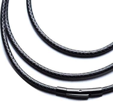 IOYYIO Flexible Waterproof Braided Leather Necklace Cord chain for Men Women, Durable Rope Chain for pendant, 16" 18" 20" 22" 24" 26" 28" 30" 32" (Gift Box.