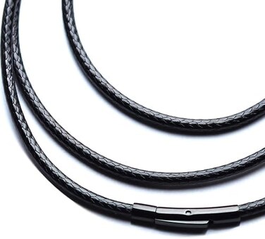IOYYIO Flexible Waterproof Braided Leather Necklace Cord chain for Men Women, Durable Rope Chain for pendant, 16" 18" 20" 22" 24" 26" 28" 30" 32" (Gift Box.
