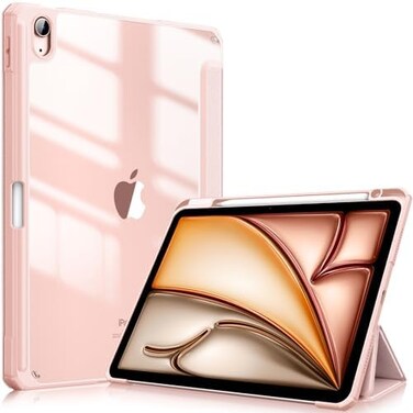 جراب FINTIE الهجين لجهاز iPad Air مقاس 11 بوصة (2024M2)، iPad Air الجيل السادس / الخامس / الرابع (2024/2022/2020)، غطاء خلفي شفاف رفيع مقاوم للصدمات مع حامل قلم، خاصية التشغيل/الإيقاف التلقائي، لون ذه