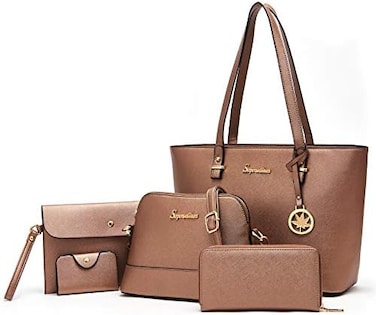 Soperwillton Handtasche f&uuml;r Damen, Geldb&ouml;rse, Tragetasche, Schultertaschen, Tragegriff oben, 5-teiliges Geldb&ouml;rsen-Set.