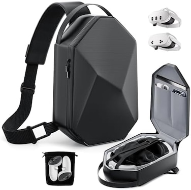 ANNAPRO Carrying Case for Oculus Quest 2/Meta Quest Pro, Hard Travel Case for Quest 2/ Meta Quest Pro VR Gaming Elite Strap Headset and Controllers Accessories Crossbody Shoulder Chest Backpack.