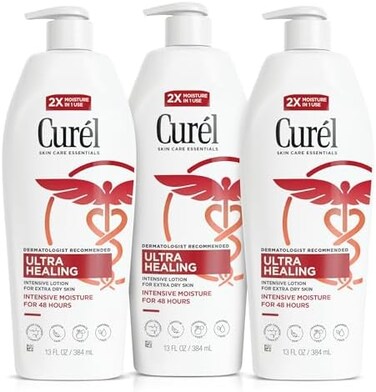 Curel Ultra Healing Hand and Body Lotion, Dry Skin Moisturizer with Advanced Ceramide Complex and Extra-strength Hydrating Agents, for Extra-Dry, Tight Skin, 13 Ounce (3 Pack.