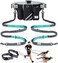 SHINE HAI Retractable Hands Free Dog Leash with Dual Bungees for 2 Dogs, Adjustable Waist Belt Fanny Pack, Reflective Stitching Leash for Running Walking Hiking Jogging Biking Black.