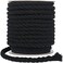 Tenn Well Black Macrame Cord 8mm, 59 Feet 3Ply Twisted Thick Cotton Rope for Crafts, Wall Hangings, Plant Hangers, Knotting, Halloween Decor.
