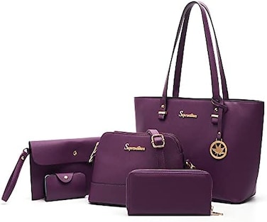 Soperwillton Handtasche f&uuml;r Damen, Geldb&ouml;rse, Tragetasche, Schultertaschen, Tragegriff oben, 5-teiliges Geldb&ouml;rsen-Set.