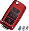 Cacacar for VW Volkswagen Key Fob Cover, Premium Soft TPU Full Protection Key Fob Case for VW Jetta Golf Polo MK6 Passat Tiguan Beetle Key Cover (red.