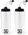 50 Strong 1 Liter Sports Water Bottle W/Straw - Easy SqueezeBuilt In Finger Grip - BPA Free Plastic - Use W/Sport Helmet In FootballHockey - SingleMulti-pack (2-Pack.