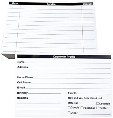 RXBC2011 Customer Profile Card Client Profile Cards for Businesses and Stores (6 x 4 Inches, White, Pack of 100.