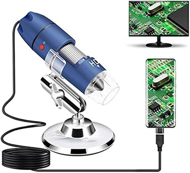 Jiusion 2K HD 2560x1440P USB Digital Microscope for Android Cellphone and Tablet Windows Mac Linux, 40X to 1000X Magnification Endoscope Handheld Mini Magnifier Camera for Coin Facial Skin Scalp.