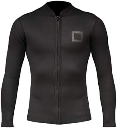 Surf Squared Mens Wetsuit Top Jacket 2mm or 3mmNeoprene Long Sleeve Shirt w/Extended Back Flap for More WarmthComfortDurable YKK Locking Front ZipperSurfing, Aerobics,All Watersports.