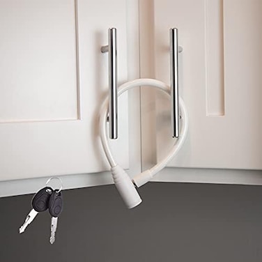 Urban August Child-Proof Refrigerator Lock for KidsAdults - Lock for French Door Fridge and Cabinet (Regular, White - 2 Pack.
