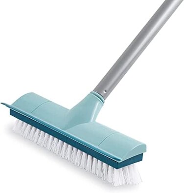 BOOMJOY Floor Scrub Brush with Long Handle -50" Stiff Brush, 2 in 1 Scrape and Brush,Tub and Tile Brush for Cleaning Bathroom, Patio, Kitchen, Wall and Deck.