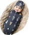 Galabloomer Newborn Swaddle Blanket with Beanie Set Baby Boy Receiving Blanket Rainbow (Gold Arrow.